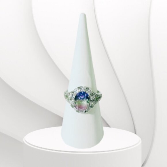 BP STERLING CLUB LAB CREATED BI COLOR BLUE/PURPLE ALEXANDRITE RING (Size 7) - Picture 2 of 7